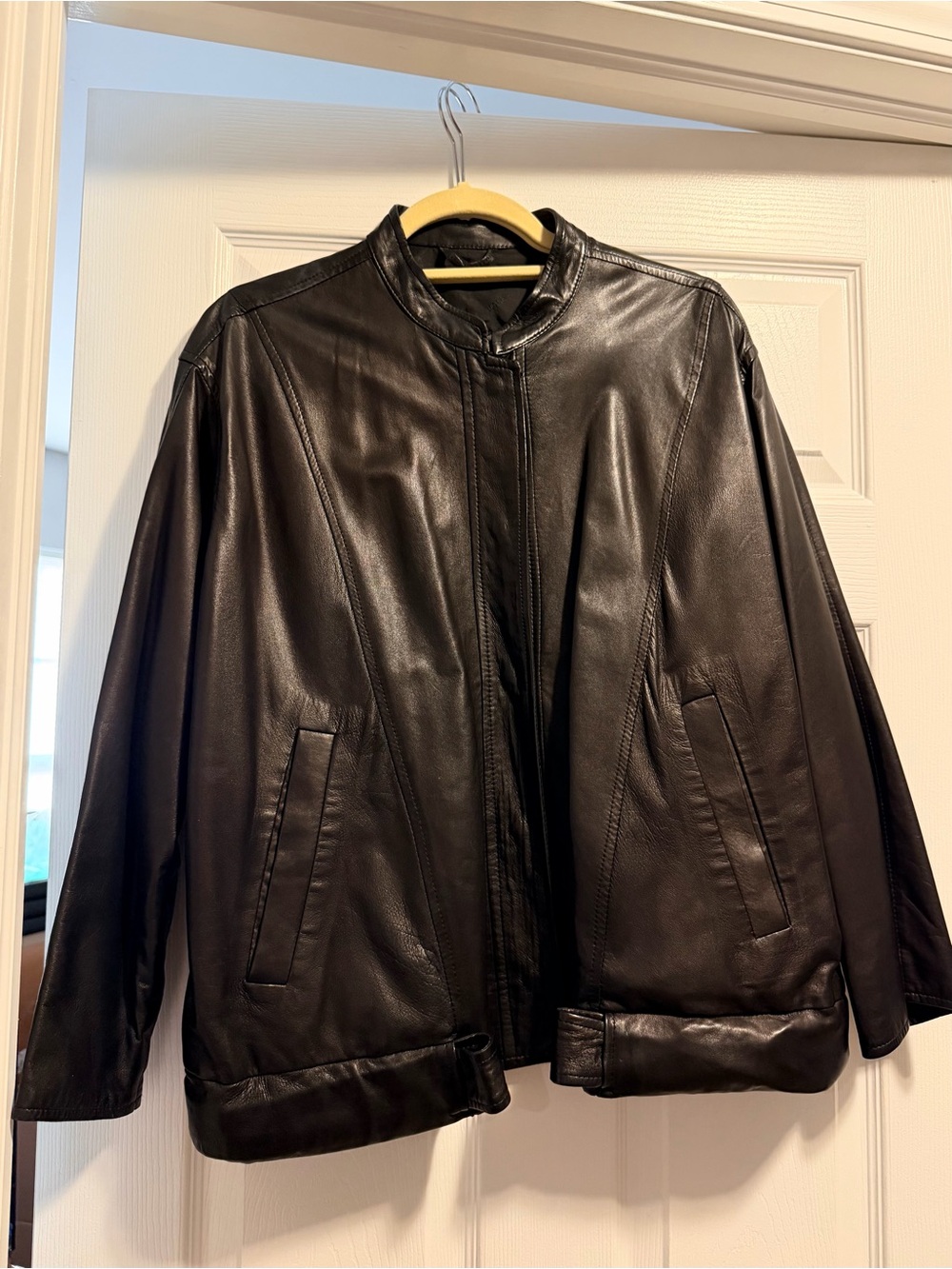 Vintage Bally Black Leather Bomber Jacket